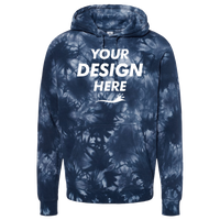 Independent Trading Co. Unisex Midweight Tie-Dyed Hooded Sweatshirt, Tie Dye Navy, Front view, Mockup