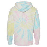 Independent Trading Co. Unisex Midweight Tie-Dyed Hooded Sweatshirt, Tie Dye Sunset Swirl, Back view