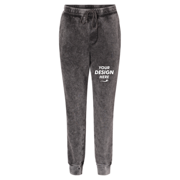 Independent Trading Co. Unisex Mineral Wash Fleece Sweatpants, Black, Front view, Mockup