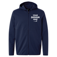 Independent Trading Co. Unisex Perform Full-Zip Hooded Sweatshirt, Classic Navy, Front view, Mockup