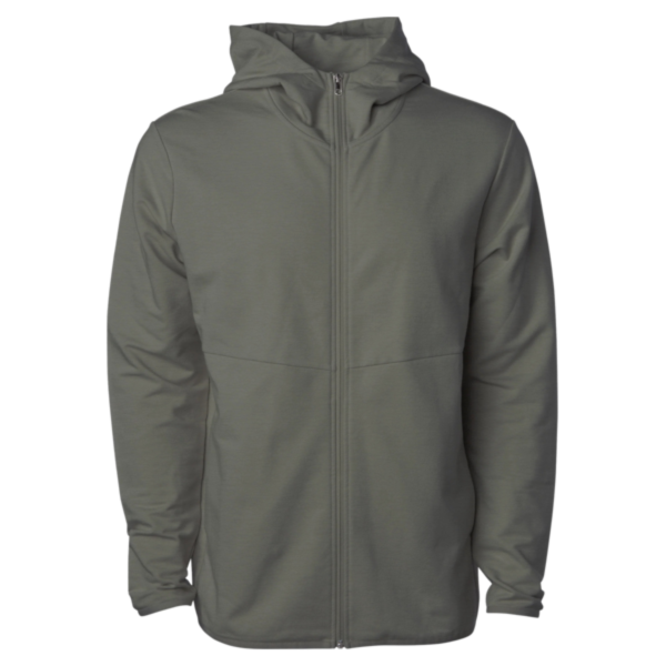 Independent Trading Co. Unisex Perform Full-Zip Hooded Sweatshirt, Pine, Front view