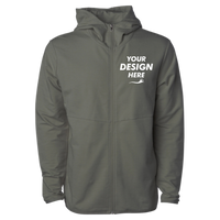 Independent Trading Co. Unisex Perform Full-Zip Hooded Sweatshirt, Pine, Front view, Mockup