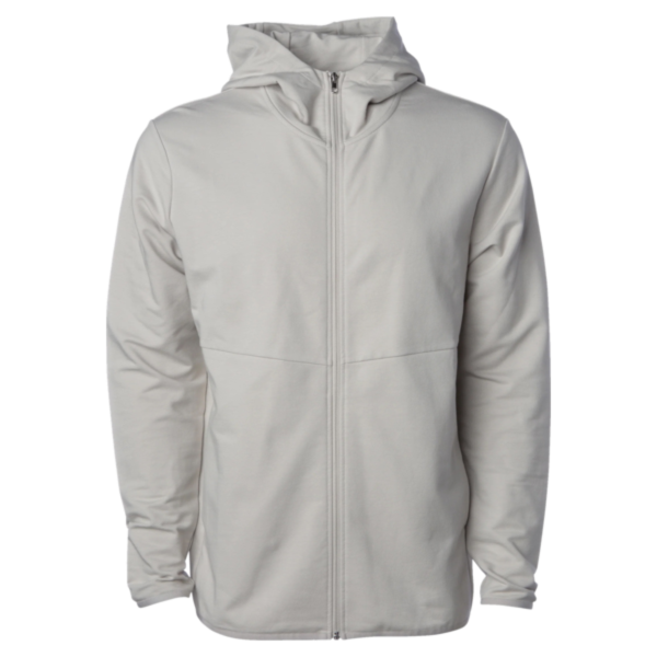 Independent Trading Co. Unisex Perform Full-Zip Hooded Sweatshirt, Smoke, Front view