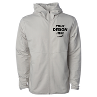 Independent Trading Co. Unisex Perform Full-Zip Hooded Sweatshirt, Smoke, Front view, Mockup