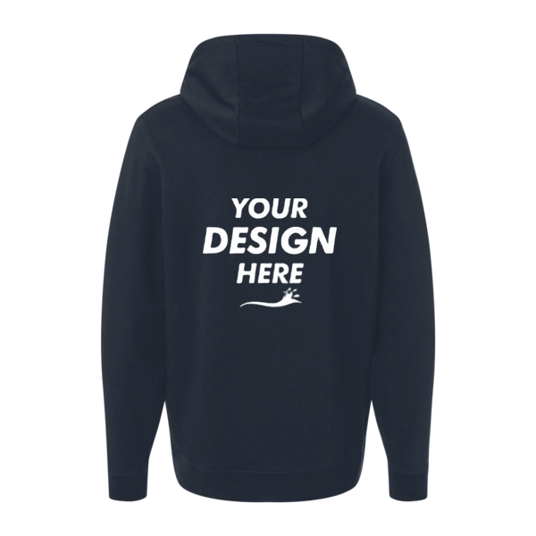 Independent Trading Co. Unisex Perform Hooded Sweatshirt, Classic Navy, Back view, Mockup