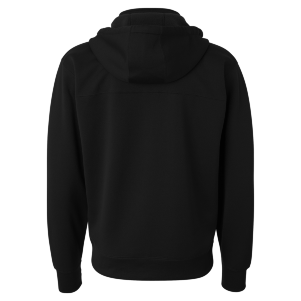 Independent Trading Co. Unisex Poly-Tech Full-Zip Hooded Sweatshirt, Black, Back view