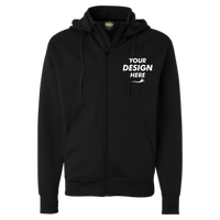 Independent Trading Co. Unisex Poly-Tech Full-Zip Hooded Sweatshirt, Black, Front view, Mockup