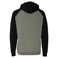 Independent Trading Co. Unisex Raglan Hooded Sweatshirt, Gunmetal Heather / Black, Back view