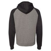 Independent Trading Co. Unisex Raglan Hooded Sweatshirt, Gunmetal Heather / Charcoal Heather, Back view