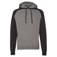 Independent Trading Co. Unisex Raglan Hooded Sweatshirt, Gunmetal Heather / Charcoal Heather, Front view