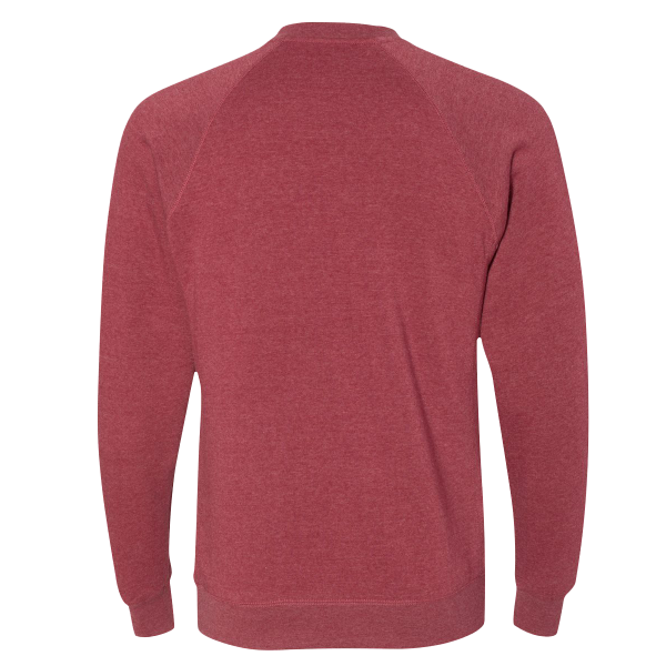 Independent Trading Co. Unisex Special Blend Raglan Crewneck Sweatshirt, Crimson / Crimson, Back view