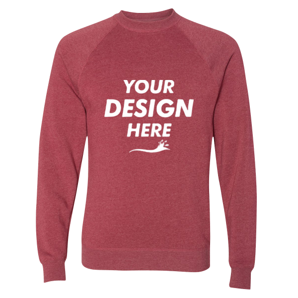 Independent Trading Co. Unisex Special Blend Raglan Crewneck Sweatshirt, Crimson / Crimson, Front view, Mockup