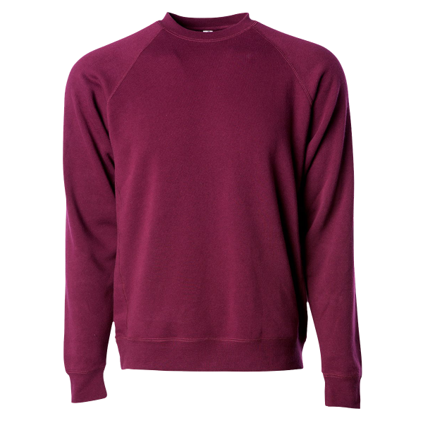 Independent Trading Co. Unisex Special Blend Raglan Crewneck Sweatshirt, Maroon / Maroon, Front view
