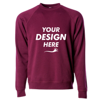 Independent Trading Co. Unisex Special Blend Raglan Crewneck Sweatshirt, Maroon / Maroon, Front view, Mockup