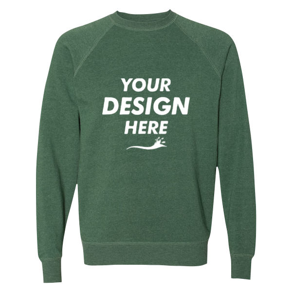 Independent Trading Co. Unisex Special Blend Raglan Crewneck Sweatshirt, Moss / Moss, Front view, Mockup