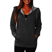 Independent Trading Co. Unisex Special Blend Raglan Full-Zip Hooded Sweatshirt, Black / Black, Front view