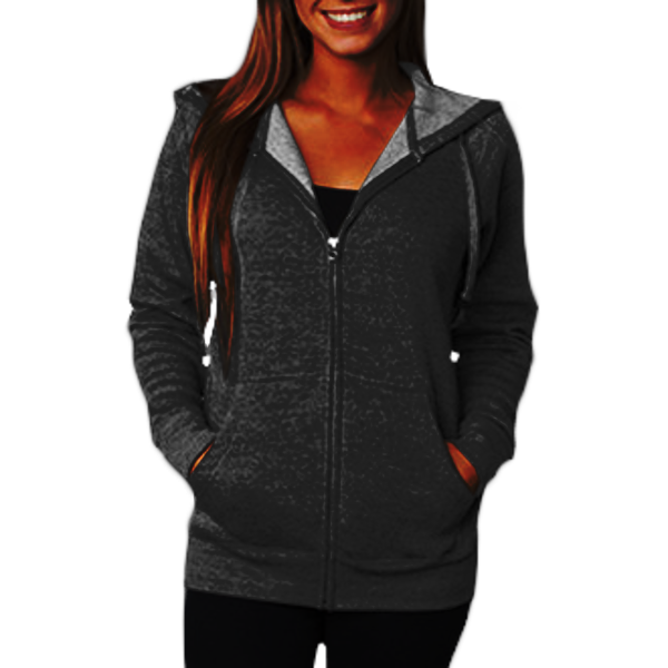 Independent Trading Co. Unisex Special Blend Raglan Full-Zip Hooded Sweatshirt, Black / Black, Front view