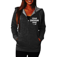 Independent Trading Co. Unisex Special Blend Raglan Full-Zip Hooded Sweatshirt, Black / Black, Front view, Mockup
