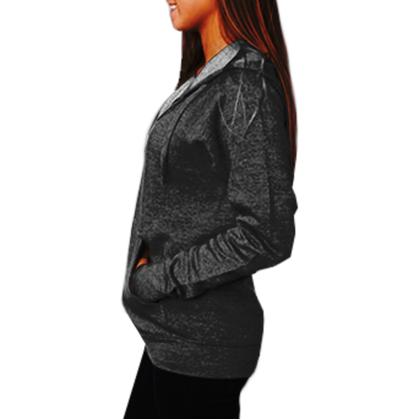 Independent Trading Co. Unisex Special Blend Raglan Full-Zip Hooded Sweatshirt, Black / Black, Left Side view