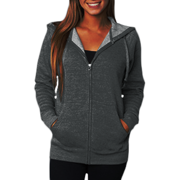 Independent Trading Co. Unisex Special Blend Raglan Full-Zip Hooded Sweatshirt, Carbon / Carbon, Front view