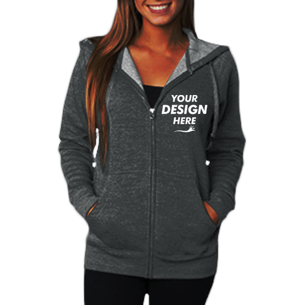 Independent Trading Co. Unisex Special Blend Raglan Full-Zip Hooded Sweatshirt, Carbon / Carbon, Front view, Mockup
