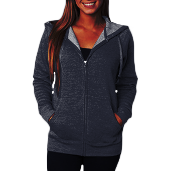 Independent Trading Co. Unisex Special Blend Raglan Full-Zip Hooded Sweatshirt, Classic Navy / Classic Navy, Front view