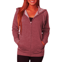 Independent Trading Co. Unisex Special Blend Raglan Full-Zip Hooded Sweatshirt, Crimson / Crimson, Front view