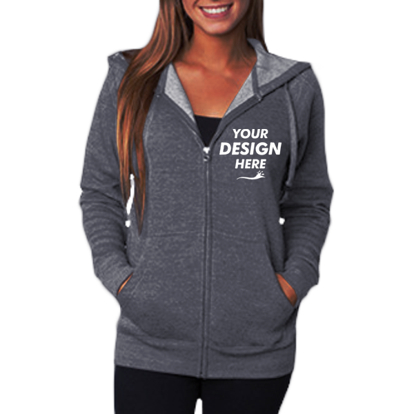 Independent Trading Co. Unisex Special Blend Raglan Full-Zip Hooded Sweatshirt, Midnight Navy / Midnight Navy, Front view, Mockup