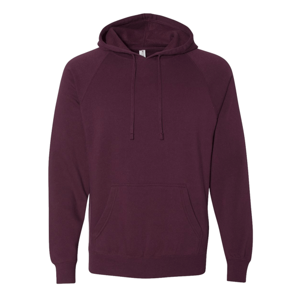 Independent Trading Co. Unisex Special Blend Raglan Hooded Sweatshirt, Maroon / Maroon, Front view