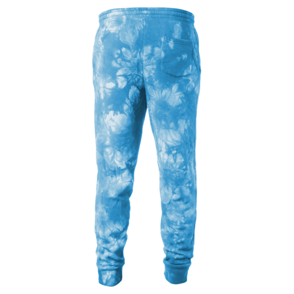 Independent Trading Co. Unisex Tie-Dyed Fleece Sweatpants, Tie Dye Aqua Blue, Back view