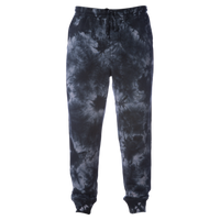 Independent Trading Co. Unisex Tie-Dyed Fleece Sweatpants, Tie Dye Black, Front view