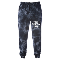 Independent Trading Co. Unisex Tie-Dyed Fleece Sweatpants, Tie Dye Black, Front view, Mockup