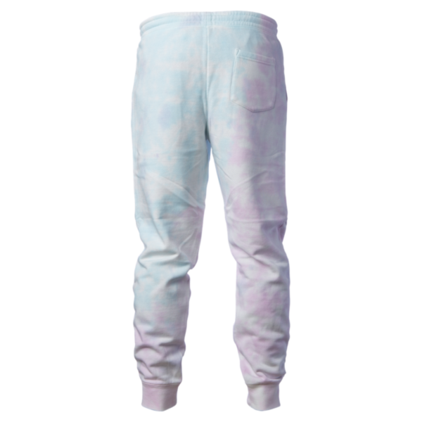 Independent Trading Co. Unisex Tie-Dyed Fleece Sweatpants, Tie Dye Cotton Candy, Back view