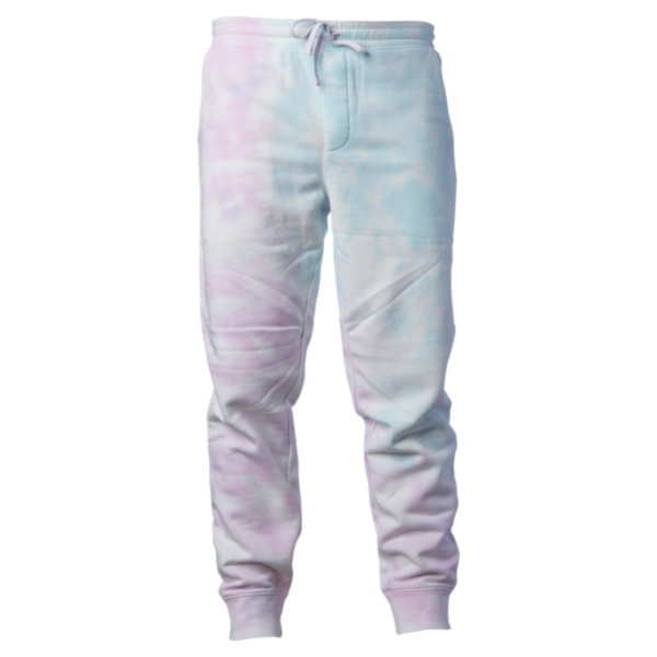 Independent Trading Co. Unisex Tie-Dyed Fleece Sweatpants, Tie Dye Cotton Candy, Front view