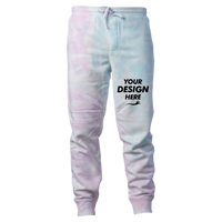 Independent Trading Co. Unisex Tie-Dyed Fleece Sweatpants, Tie Dye Cotton Candy, Front view, Mockup