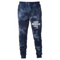 Independent Trading Co. Unisex Tie-Dyed Fleece Sweatpants, Tie Dye Navy, Front view, Mockup