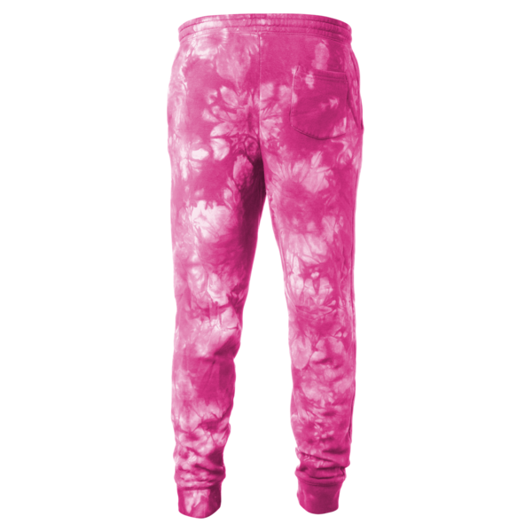 Independent Trading Co. Unisex Tie-Dyed Fleece Sweatpants, Tie Dye Pink, Back view