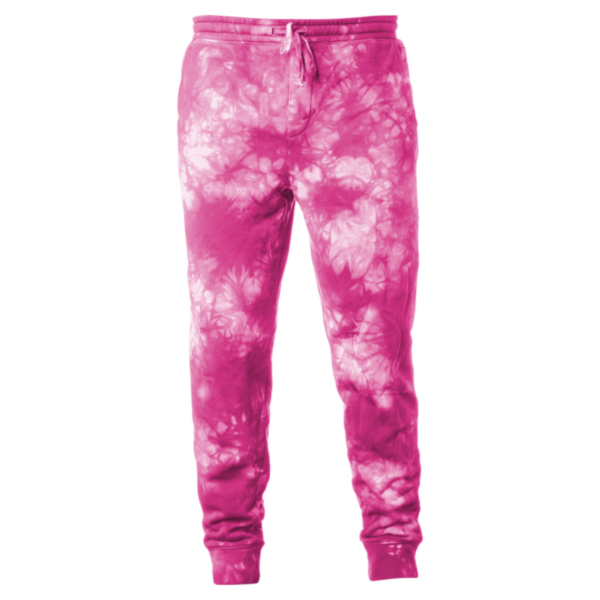 Independent Trading Co. Unisex Tie-Dyed Fleece Sweatpants, Tie Dye Pink, Front view