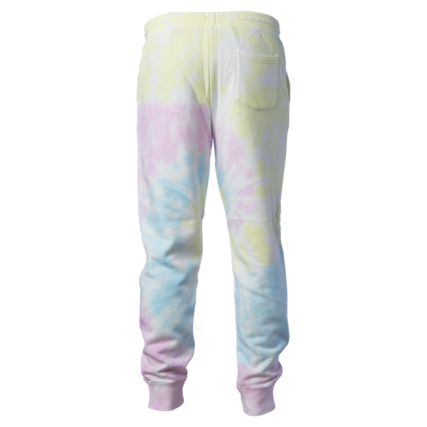 Independent Trading Co. Unisex Tie-Dyed Fleece Sweatpants, Tie Dye Sunset Swirl, Back view