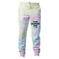 Independent Trading Co. Unisex Tie-Dyed Fleece Sweatpants, Tie Dye Sunset Swirl, Front view, Mockup