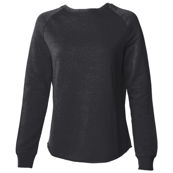 Independent Trading Co. Women's California Wave Wash Crewneck Sweatshirt, Black, Front view
