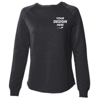 Independent Trading Co. Women's California Wave Wash Crewneck Sweatshirt, Black, Front view, Mockup