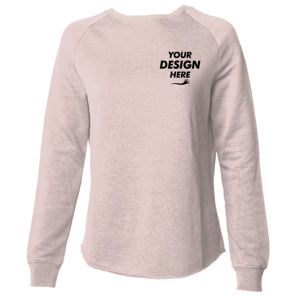 Independent Trading Co. Women's California Wave Wash Crewneck Sweatshirt, Blush, Front view, Mockup