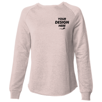 Independent Trading Co. Women's California Wave Wash Crewneck Sweatshirt, Blush, Front view, Mockup