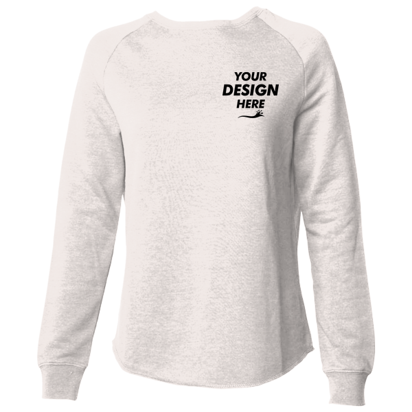 Independent Trading Co. Women's California Wave Wash Crewneck Sweatshirt, Bone, Front view, Mockup