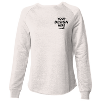 Independent Trading Co. Women's California Wave Wash Crewneck Sweatshirt, Bone, Front view, Mockup