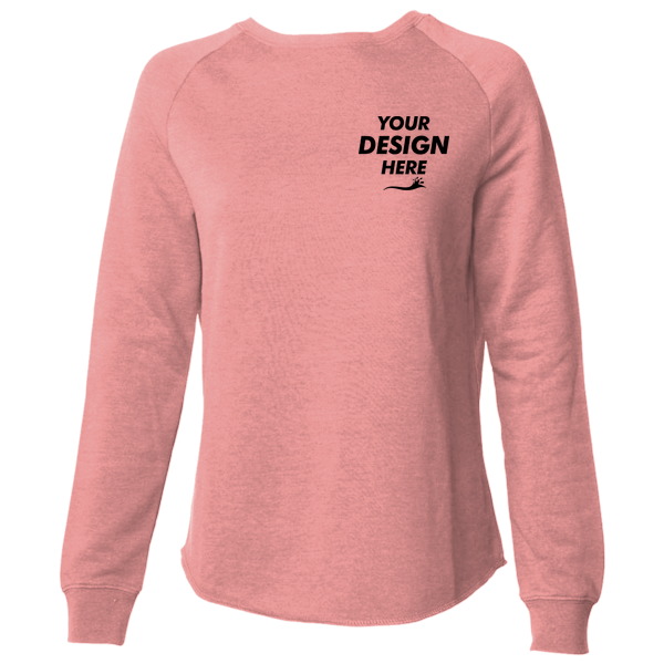 Independent Trading Co. Women's California Wave Wash Crewneck Sweatshirt, Dusty Rose, Front view, Mockup