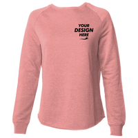 Independent Trading Co. Women's California Wave Wash Crewneck Sweatshirt, Dusty Rose, Front view, Mockup