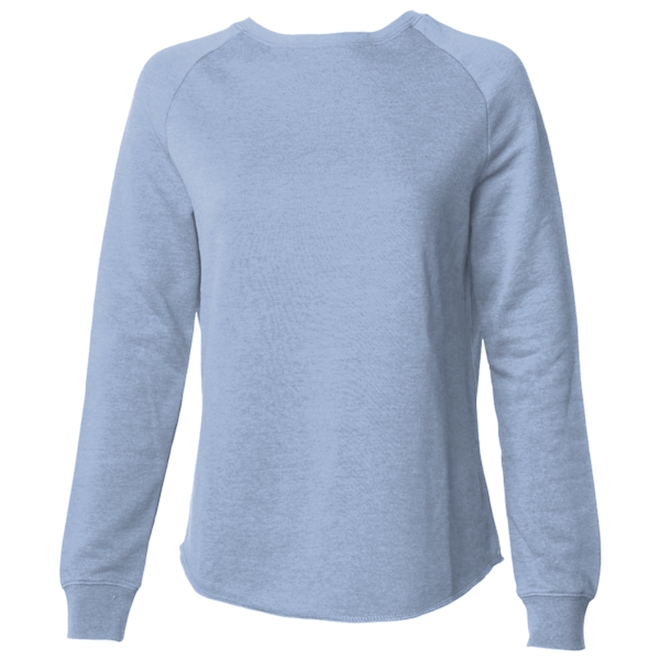 Independent Trading Co. Women's California Wave Wash Crewneck Sweatshirt, Misty Blue, Front view