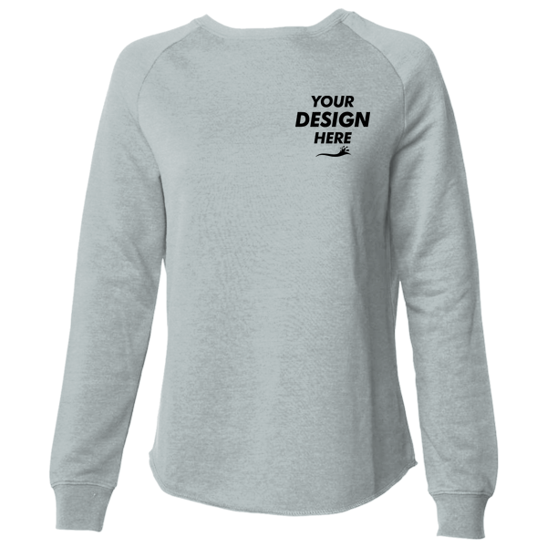 Independent Trading Co. Women's California Wave Wash Crewneck Sweatshirt, Sage, Front view, Mockup